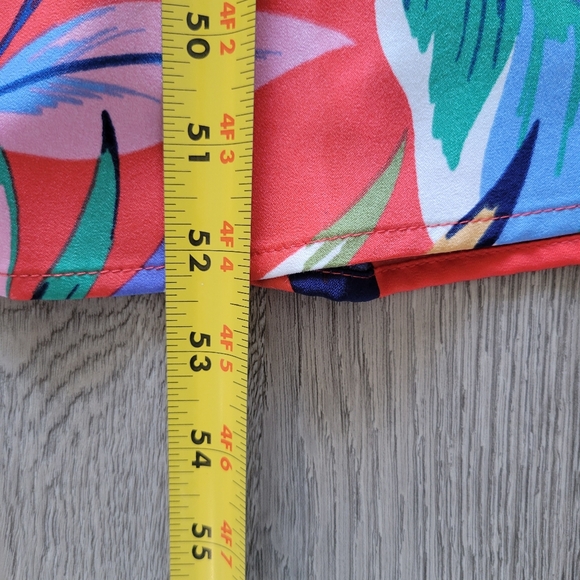 Nicole Miller Satin Multicolor Floral Pockets Straps Beach Maxi Dress Sz Large - Picture 13 of 13